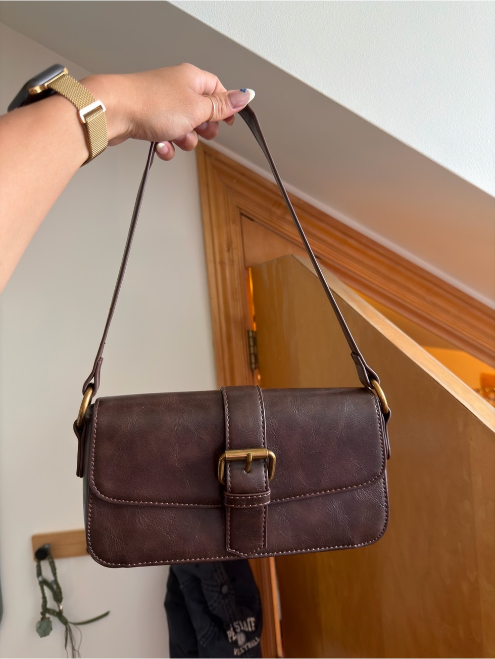 Brandy Melville Classic Brown Shoulder Bag with Buckle